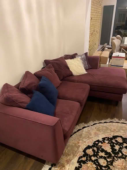Photo of free L shaped sofa Velvet (KT19 8fu) #1
