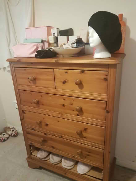 Photo of free Pine chest of drawers (B33 kitts green) #1