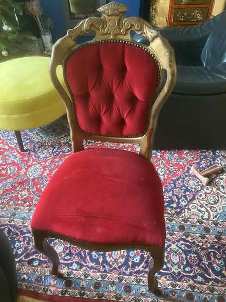 Photo of free A red velvet and gold painted chair (Batheaston) #1