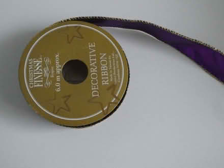 Photo of free wired decorative ribbon - purple & gold (Rayleigh SS6) #1