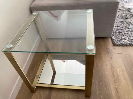 Photo of free Glass top gold metal end table (East Hollywood) #2