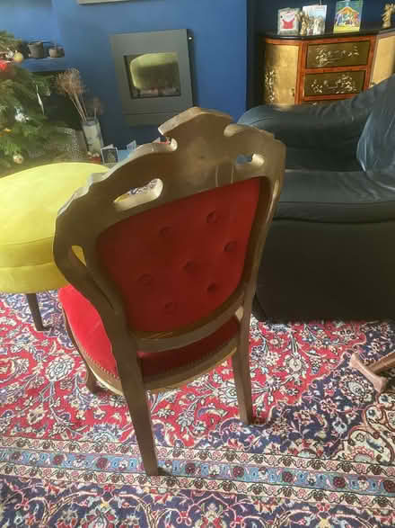 Photo of free A red velvet and gold painted chair (Batheaston) #3