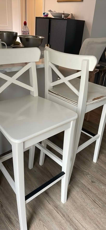 Photo of free 2 white ikea bar stools (Yatton) #1