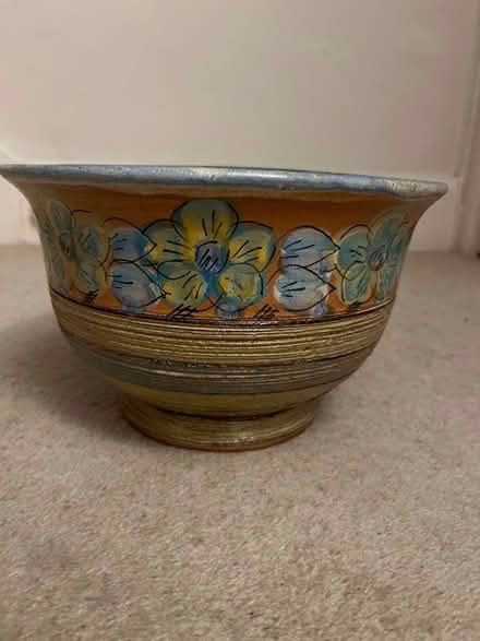 Photo of free Bowl / Cache Pot Ceramic Hand Painted (Hertford Heath SG13) #1