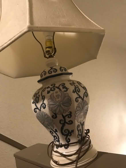 Photo of free Blue and white base lamp (Plum Grove & Euclid) #2