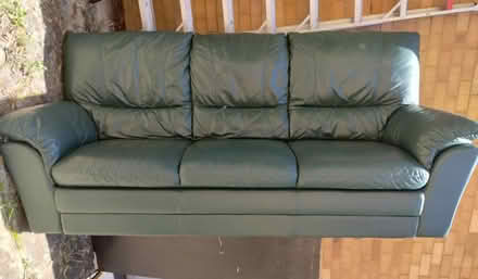 Photo of free 3-Seater Green Leather Couch (Hunters Hill, NSW) #1