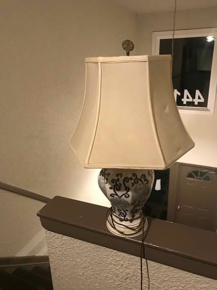 Photo of free Blue and white base lamp (Plum Grove & Euclid) #1