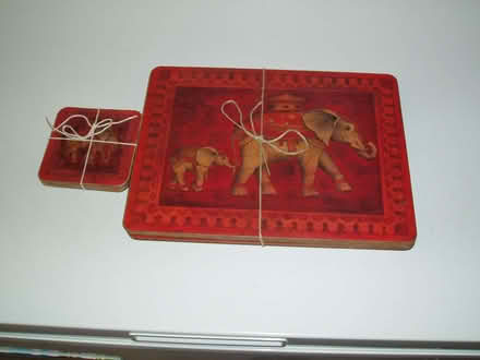 Photo of free Set of Matching Elephant Pattern Trays Table Mats & Coasters (Yateley GU46) #3