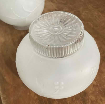 Photo of free 2 frosted glass 3-1/4" lamp shades (Fremont-Sundale/28 Palms) #2