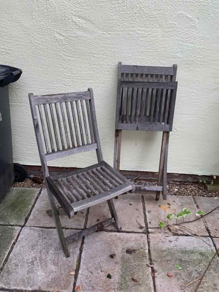 Photo of free Two wooden folding chairs (Bishop's Stortford CM23) #1