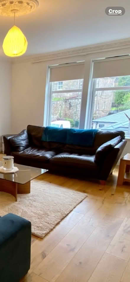 Photo of free Large brown leather sofa (Edinburgh) #1