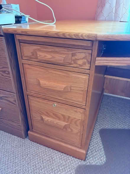 Photo of free Large oak computer desk (north central Durham, NC) #3