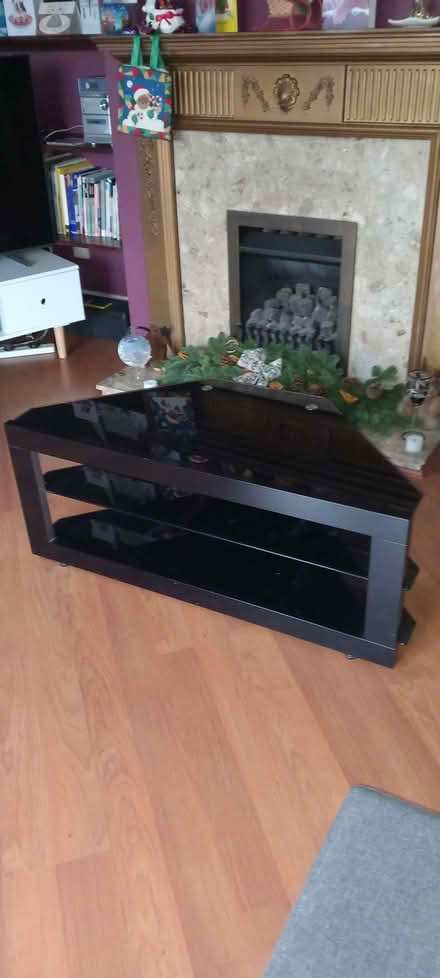 Photo of free Black glass and metal Tv stand (Carnon Downs TR3) #1