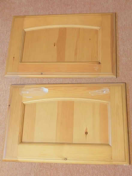 Photo of free Two cupboard doors solid pine 60cm x 39cm (Castle MK40) #1