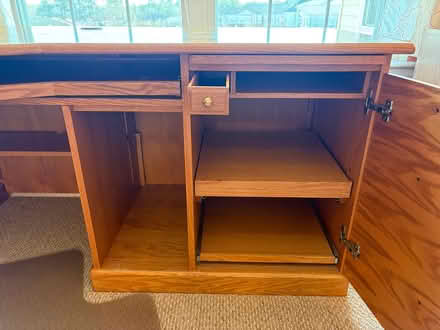 Photo of free Large oak computer desk (north central Durham, NC) #2