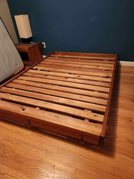 Photo of free Sturdy Wooden Bed Frame, full size (Lake Oswego, just off #43) #2