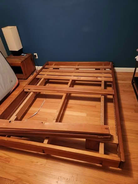 Photo of free Sturdy Wooden Bed Frame, full size (Lake Oswego, just off #43) #3