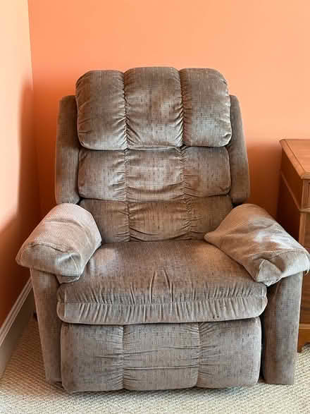 Photo of free Comfy recliner in need of repair (north central Durham, NC) #1