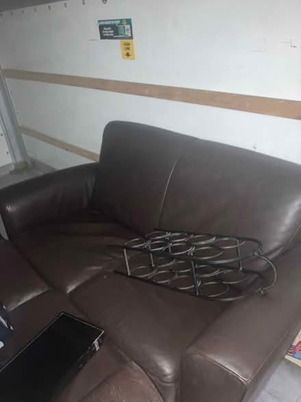 Photo of free 2 black leather couches and misc (Tempe Broadway, near Rural) #1