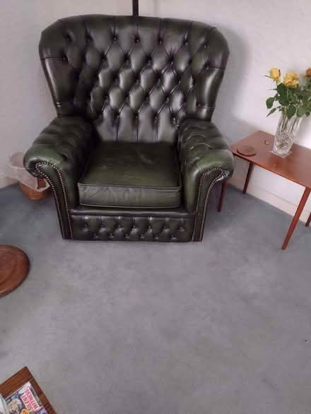 Photo of free Leather 3piece suite, bottle green, useable condition. (Southport PR8) #3