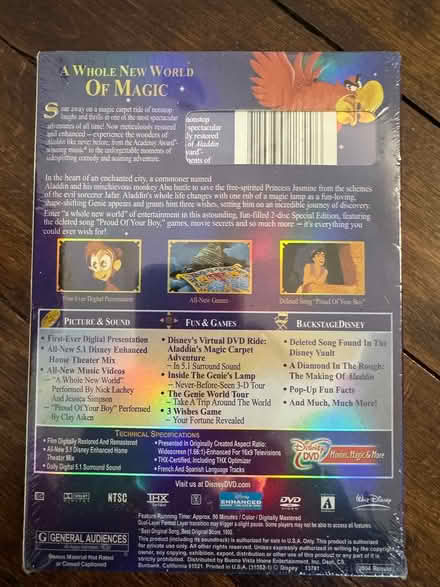 Photo of free Disney's Aladdin 2-Disc Special DVD (Midtown West Manhattan) #2