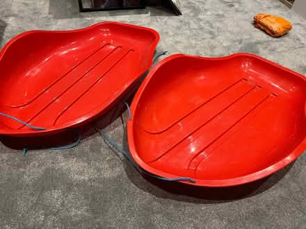 Photo of free Two red plastic sledges (Merry Hill WD23) #1