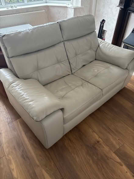 Photo of free Beige leather 2 seater sofa (M41) #1