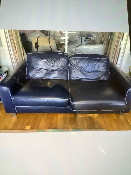 Photo of free Dark Blue Leather Sofas (Gants Hill) #2