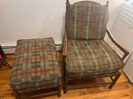 Photo of free Plaid Arm Chair and Ottoman set (Downtown Jersey City) #1