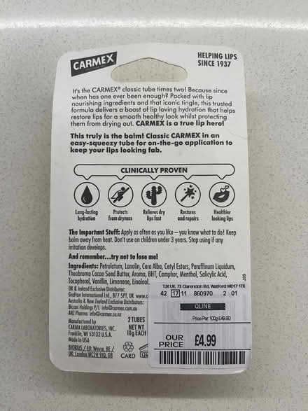 Photo of free 2x Carmex (Ingatestone) #2