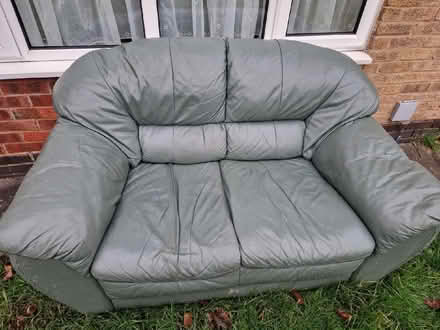 Photo of free 2x 2seater settee and 1x green leather chair (Billesley B13) #2