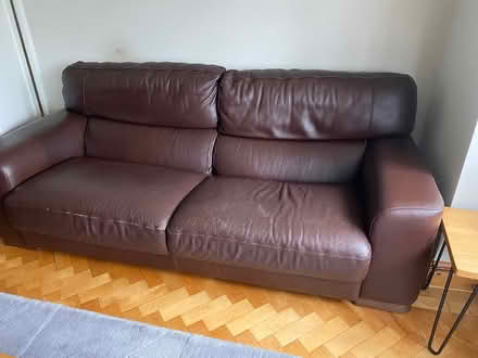 Photo of free Brown Leather Sofa (Rhiwbina, Cardiff CF14) #1