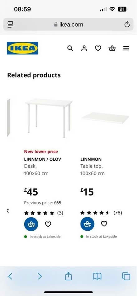 Photo of free IKEA Linnmon table top only (Twydall ME8) #1