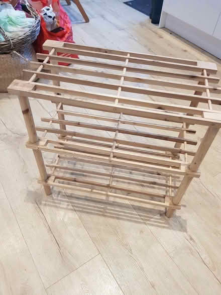 Photo of free Wooden shoe rack - 3 tier (Stocksbridge S36) #1