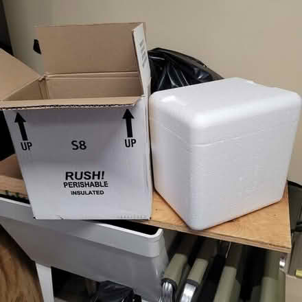 Photo of free Styrofoam cooler with cardboard box #1