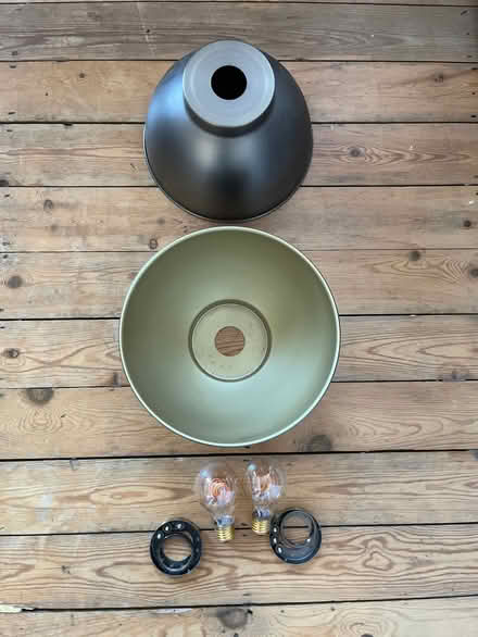 Photo of free Pair of industrial style lampshades and Edison bulbs (Osney OX2) #2