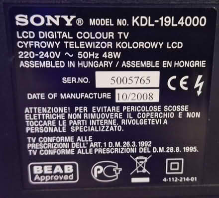 Photo of free Sony Bravia 48cm x 19cm TV/Computer screen (Kendal LA9) #3