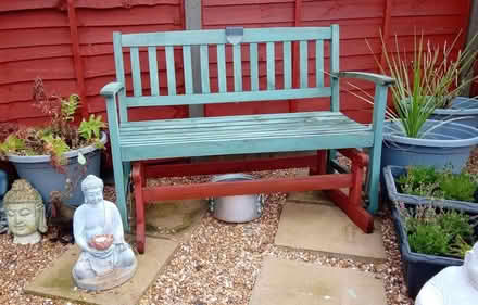 Photo of free Wooden garden swing glide bench (Orton Goldhay) #1