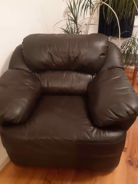 Photo of free Large brown leather armchair (Hereford HR1) #1