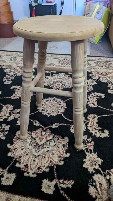 Photo of free Small round wooden stool/table (Mammoth Rd, Dracut) #1