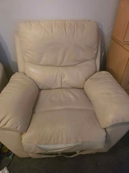 Photo of free Reclining cream leather sofa chair (Redhill- RH1) #1