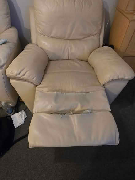 Photo of free Reclining cream leather sofa chair (Redhill- RH1) #3