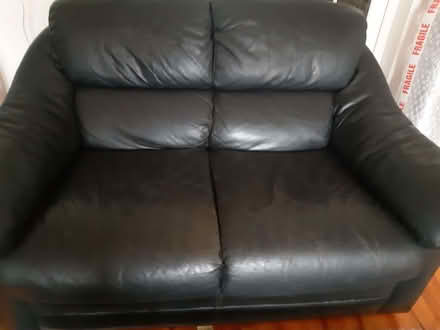 Photo of free Two seater black leather settee (Hereford HR1) #2