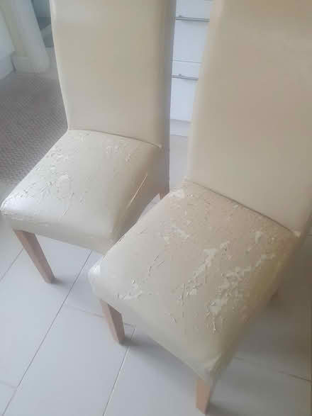 Photo of free Two cream dining chairs (Rushden NN10) #1