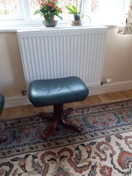 Photo of free Green leather rotating chair and marching padded stool (Burnbanks CA10) #1