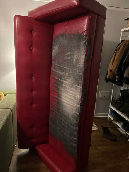 Photo of free Red recycled leather sofa (North Portlans) #1