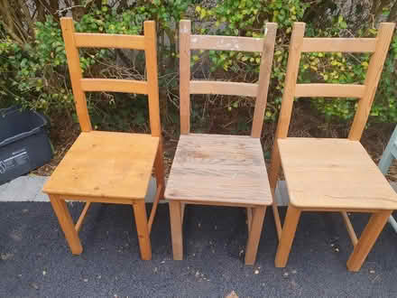 Photo of free 5 wooden dining chairs (SO41 Milford on sea) #2