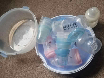 Photo of free Baby bottle steriliser and bottles (Tongwynlais CF15) #1