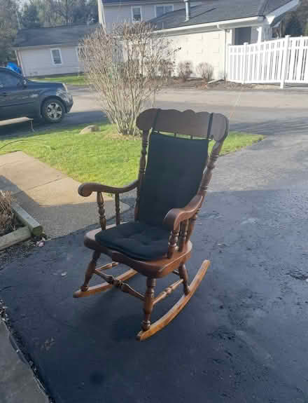 Photo of free Large wooden rocker with footstool (Green/Uniontown) #1