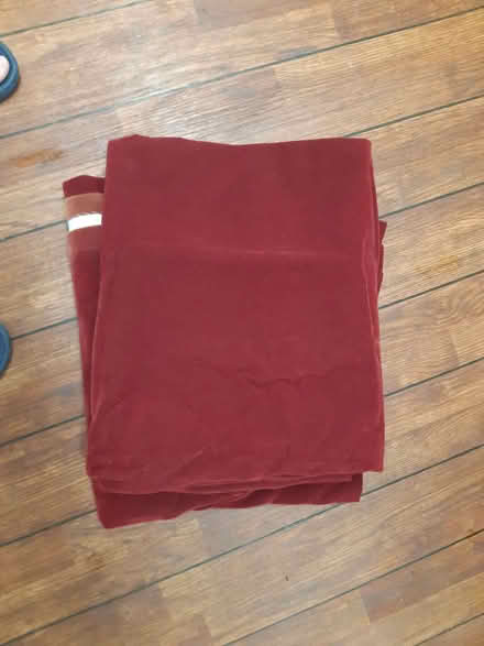 Photo of free Red velvet/suede curtains (Sheringham NR26) #3